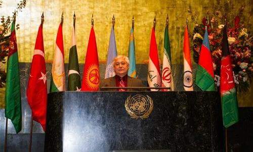 At the UN General Assembly podium